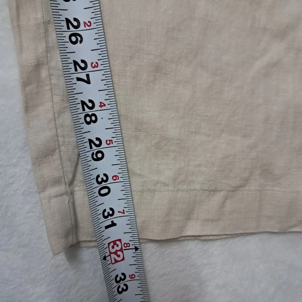 NWT Mango MNG Pants Womens‎ 12 Beige Maneli Wide Leg Linen Blend Work Minimalist